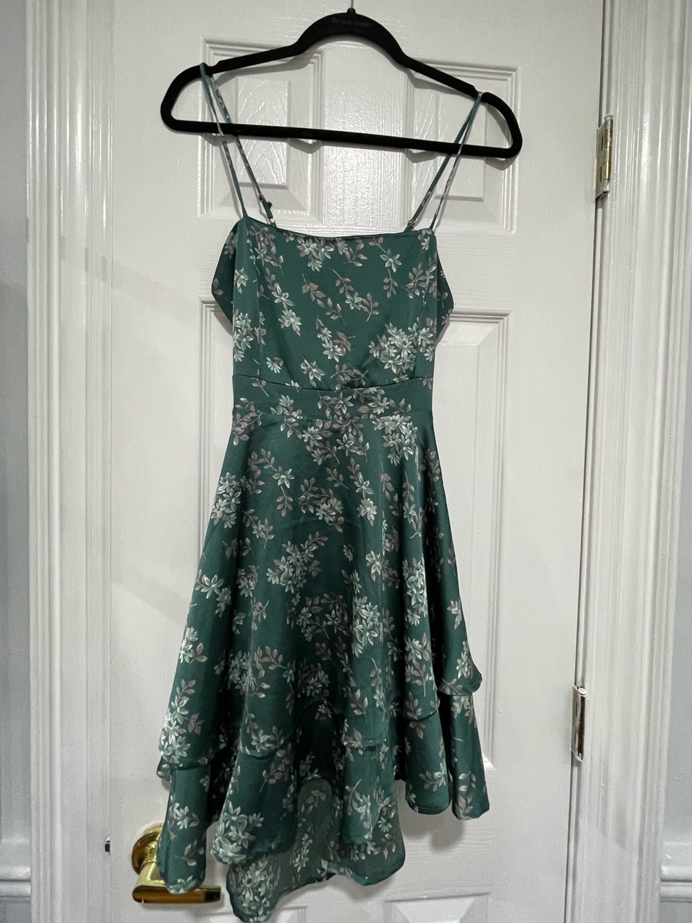 Lovely Day Green Floral Spaghetti-Strap A-Line Dress